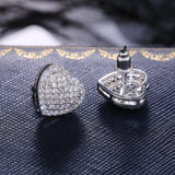 Shiny Heart Stud Earrings Silver for Women Wedding Jewelry