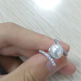 Twist Crystal White Pearl Ring for Women Wedding Engagement Jewelry