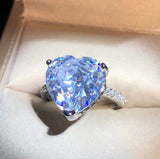 White Heart Zircon Engagement Ring Set for Women Jewelry