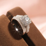 White Heart Zircon Engagement Ring Set for Women Jewelry