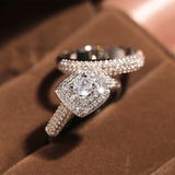 White Heart Zircon Engagement Ring Set for Women Jewelry