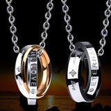 Couple Pendant Black Gold Necklace Women Wedding Jewelry