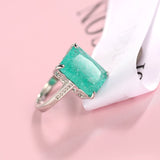 Tourmaline Gemstone Engagement Ring Silver 925 For Women Jewelry