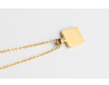 Square Natural Shell Initial Letters Pendant Chain Necklace 18K Golden Jewelry