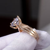  Inlaid Zircon Engagement Ring Gold Women Party Wedding Jewelry