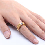 Black Round Zircon Ring for Women Gold Jewelry