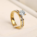 Round Golden Ring 316L Stainless Steel For Women Engagement Jewelry