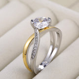 Luxury Two-Tone Engagement Ring Zircon for Women Wedding Jewelry