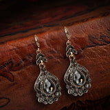 Antique Gold Gray Crystal Bridal Drop Earrings Necklace Women Jewelry