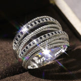 Dazzling Cross Zircon Gemstone Ring Bridal Women Jewelry