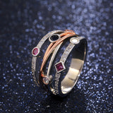 Cross Zircon Ring Jewelry White/Yellow Blue/Rose Red Women Jewelry