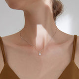 Shine Zircon Pendant Chain Necklace 925 Silver Women Jewelry