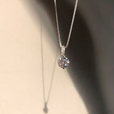 Shine Zircon Pendant Chain Necklace 925 Silver Women Jewelry