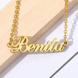 Personalized Name Necklace 18K Yellow Gold Women Men Jewelry