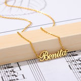 Personalized Name Necklace 18K Yellow Gold Women Men Jewelry