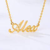 Personalized Name Necklace 18K Yellow Gold Women Men Jewelry