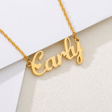 Personalized Name Necklace 18K Yellow Gold Women Men Jewelry