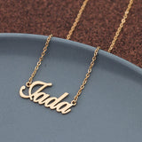 Personalized Name Necklace 18K Yellow Gold Women Men Jewelry