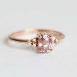 Oval Pink Zircon Engagement Gemstone Ring 925 Silver Jewelry for Women