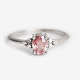 Oval Pink Zircon Engagement Gemstone Ring 925 Silver Jewelry for Women