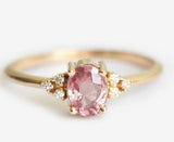 Oval Pink Zircon Engagement Gemstone Ring 925 Silver Jewelry for Women