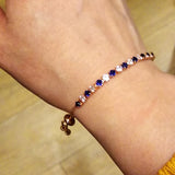 Simple Blue Round Zircon Bracelet For Women Rose Gold Jewerly