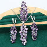 Flower Topaz Jewelry Set For Women 925 Silver Bracelet Earrings Necklace Ring