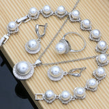 Natural Pearl Jewelry Set Necklace Earrings Ring 925 Silver Jewelry For Women