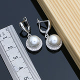 Natural Pearl Jewelry Set Necklace Earrings Ring 925 Silver Jewelry For Women