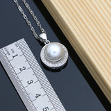 Natural Pearl Jewelry Set Necklace Earrings Ring 925 Silver Jewelry For Women