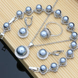 Natural Pearl Jewelry Set Necklace Earrings Ring 925 Silver Jewelry For Women