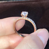 Luxury Zircon Engagement Ring Yellow White Rose Gold Wedding Jewelry