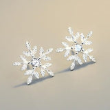 Luxury Crystal Snow Stud Earrings For Women 925 Silver Jewelry