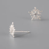 Luxury Crystal Snow Stud Earrings For Women 925 Silver Jewelry