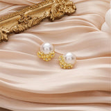 Unique Retro Pearl Stud Earrings for Women Party Wedding Jewelry