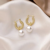 Unique Retro Pearl Stud Earrings for Women Party Wedding Jewelry