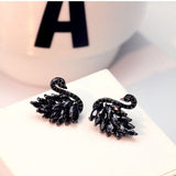 Elegant Black Swan Vintage Stud Earrings Personality Women's Jewelry