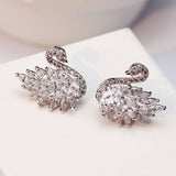 Luxury Black Swan Stud Earrings Personality Women Wedding Jewelry