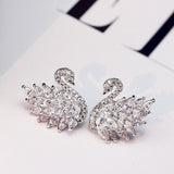 Luxury Black Swan Stud Earrings Personality Women Wedding Jewelry