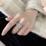 ZIRCON GEMSTONE FLOWER ENGAGEMENT RING FOR WOMEN SILVER WEDDING JEWELRY