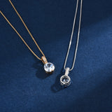 Shine Zircon Pendant Chain Necklace 925 Silver Women Jewelry