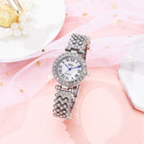 Luxury Rose Gold Watch Quartz Wristwatch Bracelet Diamond Jewelry