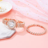 Luxury Rose Gold Watch Quartz Wristwatch Bracelet Diamond Jewelry