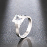 Classic Zircon Ring Wedding For Women Stainless Steel Fine Jewelry