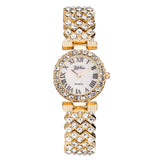 Luxury Rose Gold Watch Quartz Wristwatch Bracelet Diamond Jewelry