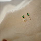 Luxury Emerald Pearl Earrings Women 925 Sterling Silver Wedding Jewelry