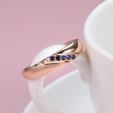 NATURAL BLUE ZIRCON RING FOR WOMEN 585 ROSE GOLD ETHNIC WEDDING JEWELRY