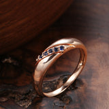 NATURAL BLUE ZIRCON RING FOR WOMEN 585 ROSE GOLD ETHNIC WEDDING JEWELRY