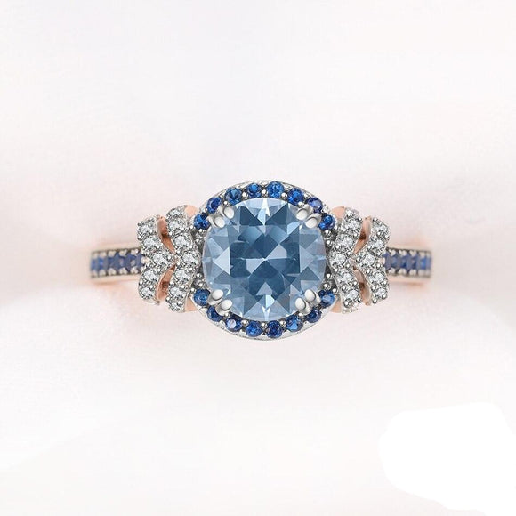 London Blue Topaz Gemstone Ring For Women Rose Gold Fine Jewelry