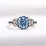 London Blue Topaz Gemstone Ring For Women Rose Gold Fine Jewelry